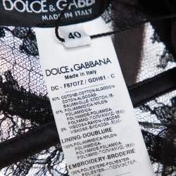 Pre Owned Dolce & Gabbana Black Floral Lace & Tulle Sequin Embellished Tiered Evening Gown S