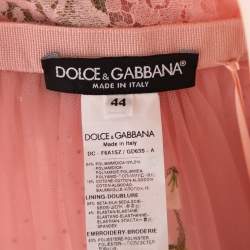Pre Owned Dolce & Gabbana Pink Tulle Floral Applique Detail Maxi Dress M