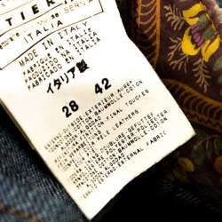 Pre Owned D&G Navy Blue Denim Leather Trim Detail Oversized Shorts M