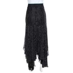 Pre Owned تنورة دولتشي أند غابانا حافة غير متماثلة حرير مزخرف كريستال أسود مقاس صغير