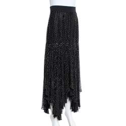 Pre Owned تنورة دولتشي أند غابانا حافة غير متماثلة حرير مزخرف كريستال أسود مقاس صغير