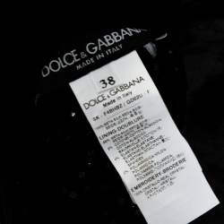 Pre Owned تنورة دولتشي أند غابانا حافة غير متماثلة حرير مزخرف كريستال أسود مقاس صغير