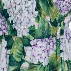 Pre Owned فستان دولتشي أند غابانا بلا أكتاف خصر مطاطي بوبلين قطن طباعة زهور هايدراجينا مقاس صغير