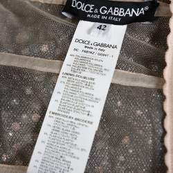 Dolce & Gabbana Silver Tulle Crystal Embellished Mermaid Evening Gown M