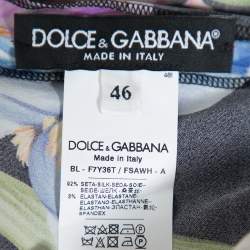 Pre Owned Dolce & Gabbana Black Floral Printed Silk Top L
