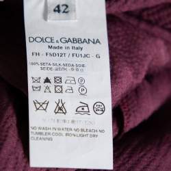 Pre Owned Dolce & Gabbana Mahogany Red Crushed Silk Neck Tie Detail Button Front Top M