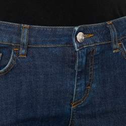 Pre Owned Dolce & Gabbana Navy Blue Denim Contrast Applique Detail Skinny Fit Jeans M