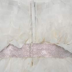Pre Owned Dolce & Gabbana White Ruffled Silk Embellished Belt Detail Wedding Gown S