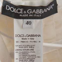 Pre Owned Dolce & Gabbana White Ruffled Silk Embellished Belt Detail Wedding Gown S