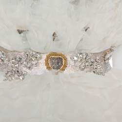 Pre Owned Dolce & Gabbana White Ruffled Silk Embellished Belt Detail Wedding Gown S