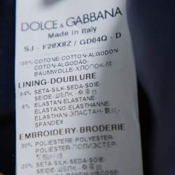 Dolce & Gabbana Navy Blue Floral Sequin Embellished Velvet Tailcoat S