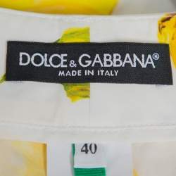 مملوكة مسبقًا شورت برمودا دولتشي أند غابانا قطن أبيض مطبوع ليمون و مورد مقاس صغير (سمول)