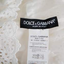 Pre Owned Dolce & Gabbana White Crochet Off Shoulder Crop Top M