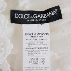 Pre Owned Dolce & Gabbana White Crochet Off Shoulder Crop Top M