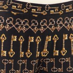 Pre Owned Dolce and Gabbana Black Key Print Crepe Slim Fit Pants M