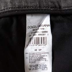 Pre Owned Dolce & Gabbana Grey Denim Grapes Printed Frayed Hem Paneled Bootcut Jeans S