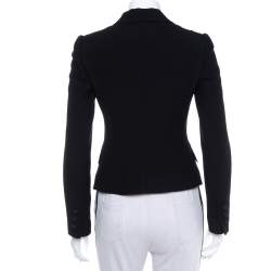 Pre Owned Dolce & Gabbana Black Wool Button Front Cropped Blazer S