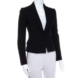 Pre Owned Dolce & Gabbana Black Wool Button Front Cropped Blazer S