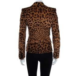 Dolce & Gabbana Vintage Leopard Print Corduroy Blazer S