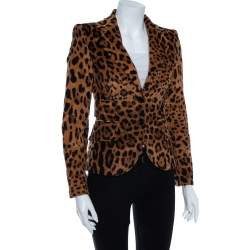 Pre Owned بليزر دولتشي آند غابانا مضلع طباعة فهد فينتدج مقاس صغير