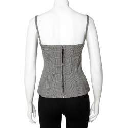 Pre Owned Dolce & Gabbana Monochrome Houndstooth Patterned Silk Corset Crop Top S