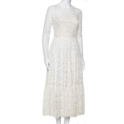 مملوكة مسبقًا فستان دولتشي أند غابانا واسع ماكسي دانتيل أبيض مقاس وسط (ميديوم)