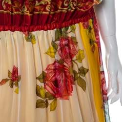 Pre Owned Dolce & Gabbana Multicolor Printed Silk One Shoulder Maxi Dress M