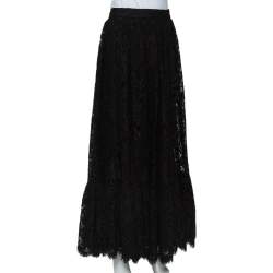 Pre Owned Dolce & Gabbana Black Lace Full Circle Maxi Skirt L