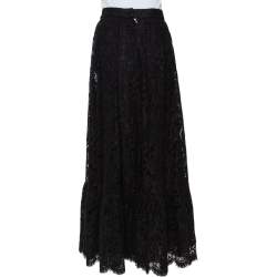 Pre Owned Dolce & Gabbana Black Lace Full Circle Maxi Skirt L