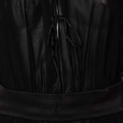 Pre Owned Dolce & Gabbana Black Cotton Belt Detail Flared Midi Dress M