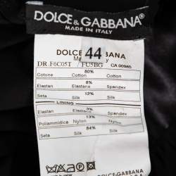 Pre Owned Dolce & Gabbana Black Cotton Belt Detail Flared Midi Dress M