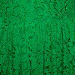 مملوكة مسبقًا Dolce & Gabbana Green Lace Long Sleeve Midi Dress M