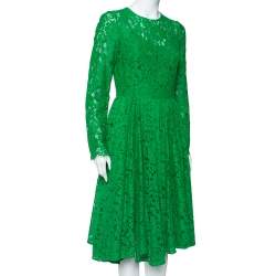 مملوكة مسبقًا Dolce & Gabbana Green Lace Long Sleeve Midi Dress M