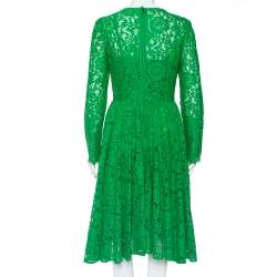 مملوكة مسبقًا Dolce & Gabbana Green Lace Long Sleeve Midi Dress M