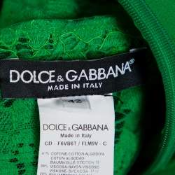 مملوكة مسبقًا Dolce & Gabbana Green Lace Long Sleeve Midi Dress M