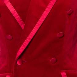 Pre Owned Dolce & Gabbana Red Velvet Double Breasted Blazer S