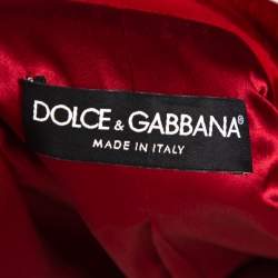 Pre Owned Dolce & Gabbana Red Velvet Double Breasted Blazer S