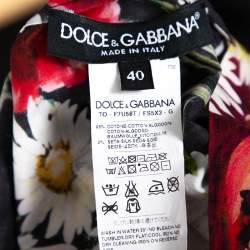 Pre Owned توب دولتشي أند غابانا مطبوع زهرة الخشخاش و زهرة الأقحوان فطن أسود مقاس صغير (سمول)