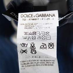 Pre Owned Dolce & Gabbana Blue Cotton Brushstroke Print Short Sleeve Tunic Top M