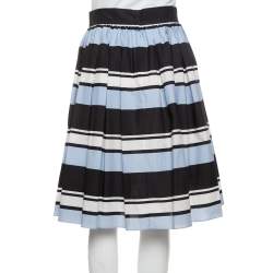 Dolce & Gabbana Blue Striped Cotton Flared Mini Skirt M