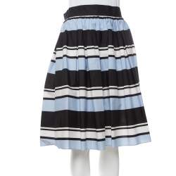 Dolce & Gabbana Blue Striped Cotton Flared Mini Skirt M