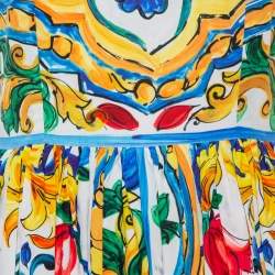 Pre Owned Dolce & Gabbana  Multicolor Maiolica Tile Print Cotton Sleeveless Midi Dress M