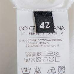 Pre Owned Dolce & Gabbana White Cotton Scarf Detailed T-Shirt M