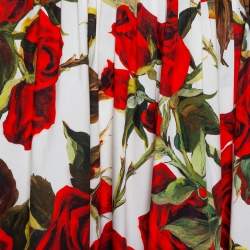 Pre Owned Dolce & Gabbana White Rose Printed Cotton Maxi Skirt M