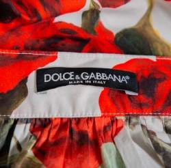 Pre Owned Dolce & Gabbana White Rose Printed Cotton Maxi Skirt M