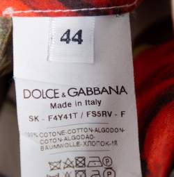 Pre Owned Dolce & Gabbana White Rose Printed Cotton Maxi Skirt M