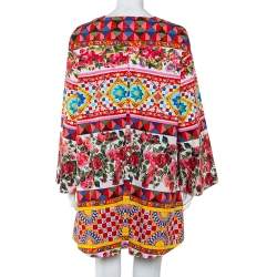 Pre Owned Dolce & Gabbana Pink Mambo Printed Cotton Flared Shift Dress M