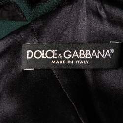 Pre Owned تونيك دولتشي أند غابانا كريب أخضر دانتيل مزين بأكمام طويلة مقاس صغير جدًا - إكس سمول