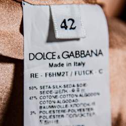 Pre Owned Dolce & Gabbana Beige Satin Lace Trim Detail Sleeveless Mini Dress M