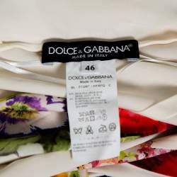 Pre Owned طقم تنورة طول ركبة وتوب دولتشي أند غابانا حرير طباعة فلورت كريمي مقاس متوسط